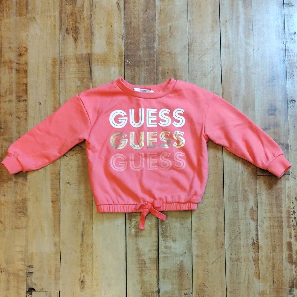 Guess Sweatshirt size 4 Coral Sweatshirt Cotton Fall gold Accents